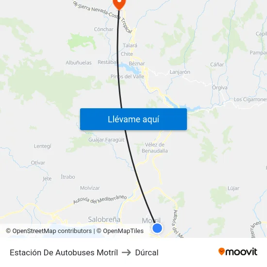 Estación De Autobuses Motríl to Dúrcal map
