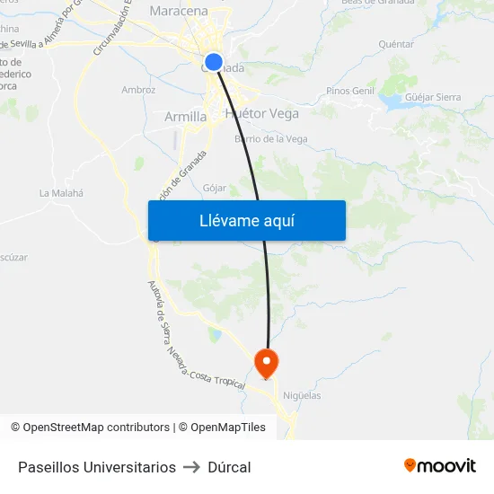 Paseillos Universitarios to Dúrcal map
