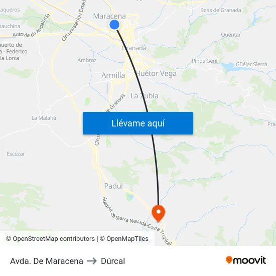 Avda. De Maracena to Dúrcal map