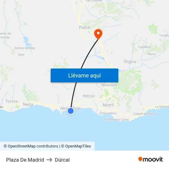 Plaza De Madrid to Dúrcal map