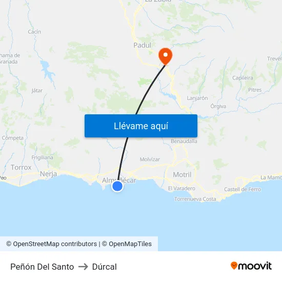 Peñón Del Santo to Dúrcal map