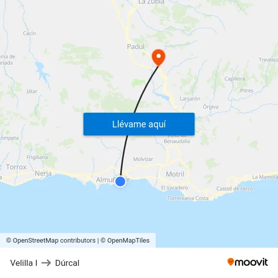 Velilla I to Dúrcal map