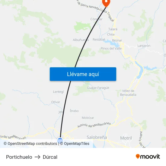 Portichuelo to Dúrcal map