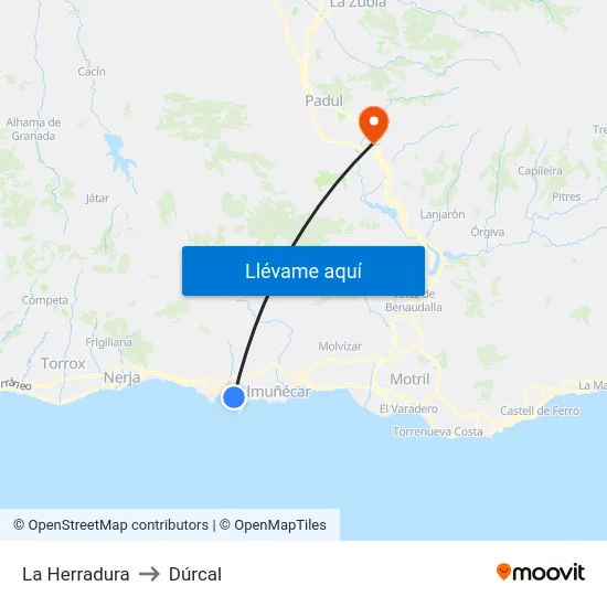 La Herradura to Dúrcal map
