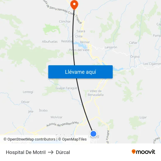 Hospital De Motril to Dúrcal map