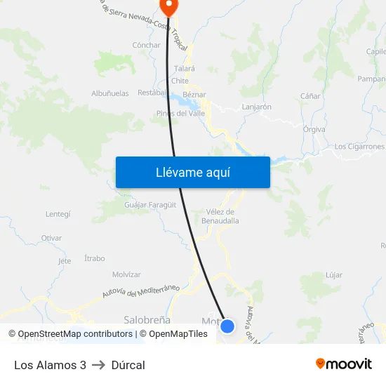 Los Alamos 3 to Dúrcal map