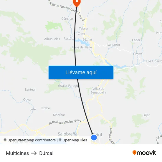 Multicines to Dúrcal map