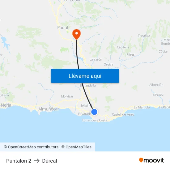 Puntalon 2 to Dúrcal map