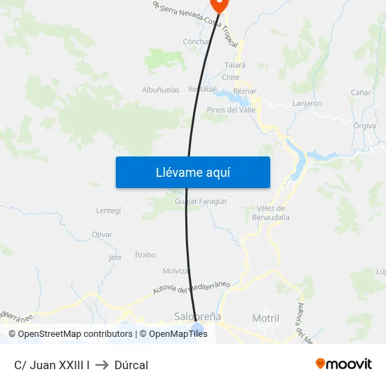 C/ Juan XXIII I to Dúrcal map