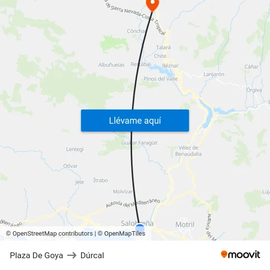 Plaza De Goya to Dúrcal map