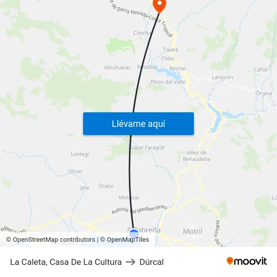 La Caleta, Casa De La Cultura to Dúrcal map