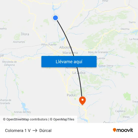 Colomera 1 V to Dúrcal map