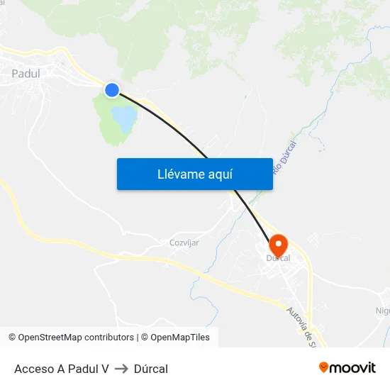 Acceso A Padul V to Dúrcal map