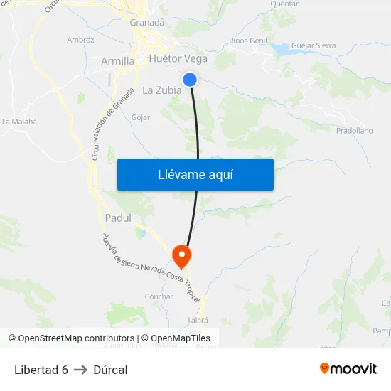 Libertad 6 to Dúrcal map