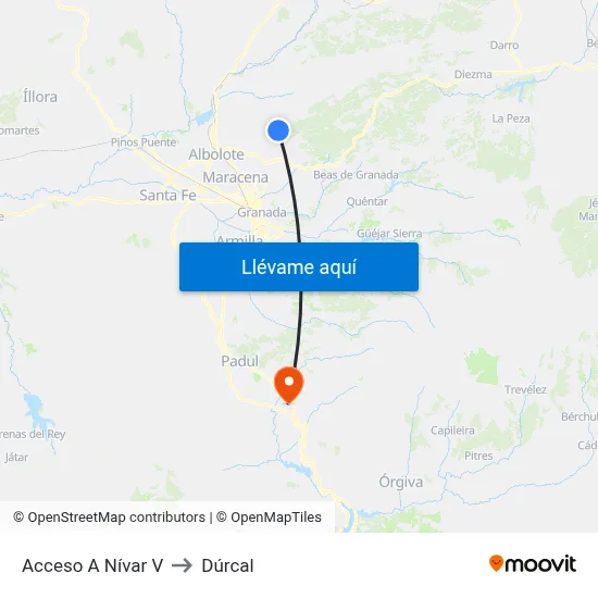 Acceso A Nívar V to Dúrcal map