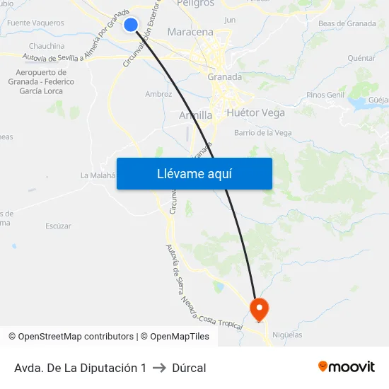Avda. De La Diputación 1 to Dúrcal map