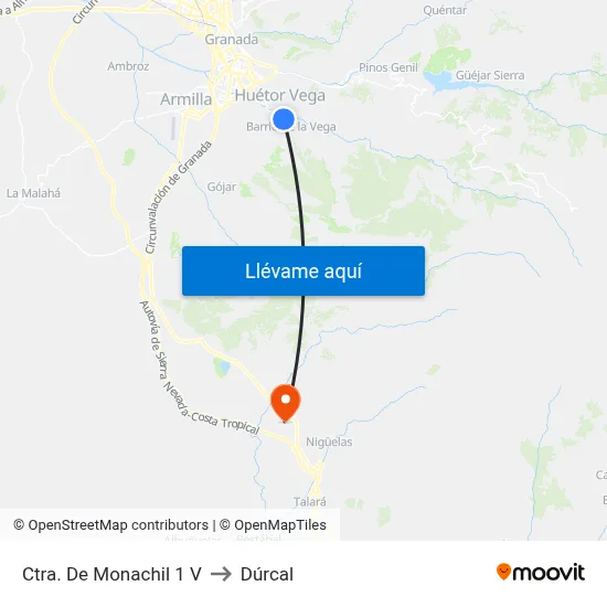 Ctra. De Monachil 1 V to Dúrcal map