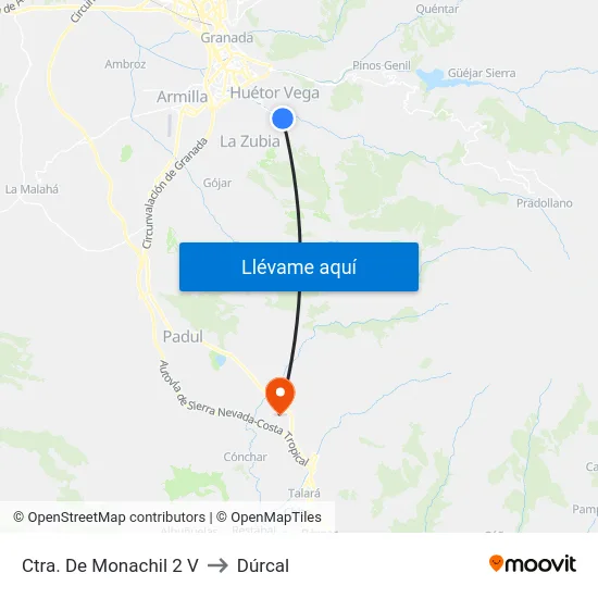 Ctra. De Monachil 2 V to Dúrcal map