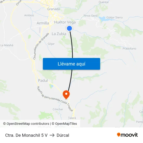 Ctra. De Monachil 5 V to Dúrcal map