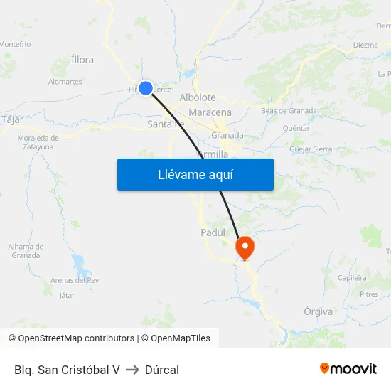 Blq. San Cristóbal V to Dúrcal map