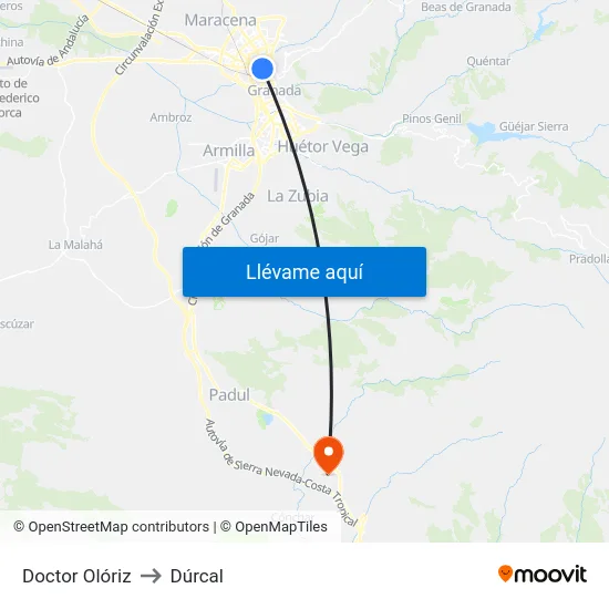 Doctor Olóriz to Dúrcal map