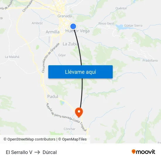 El Serrallo V to Dúrcal map