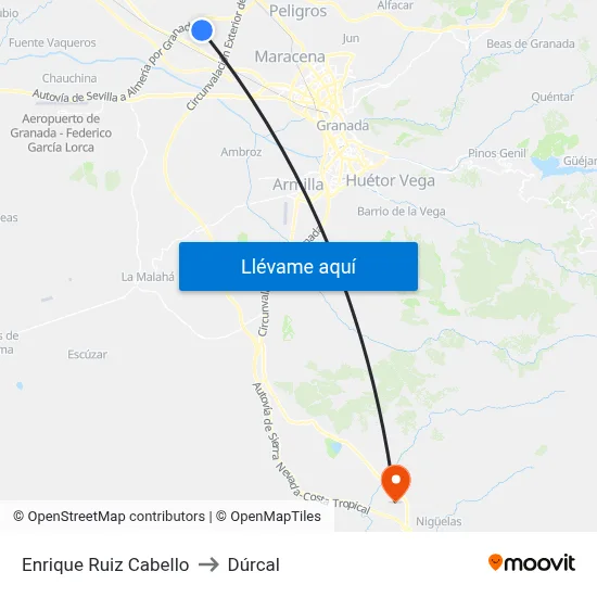 Enrique Ruiz Cabello to Dúrcal map