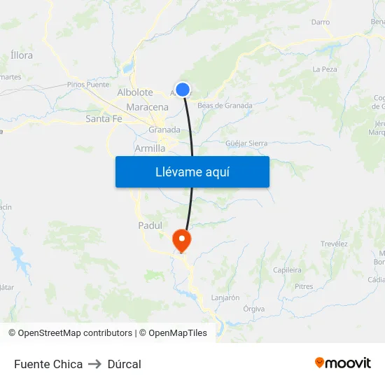 Fuente Chica to Dúrcal map