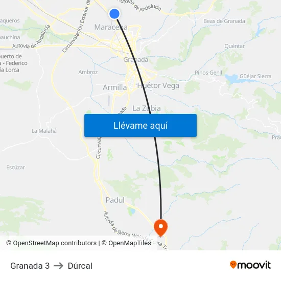 Granada 3 to Dúrcal map