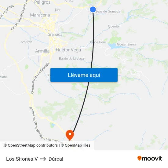 Los Sifones V to Dúrcal map