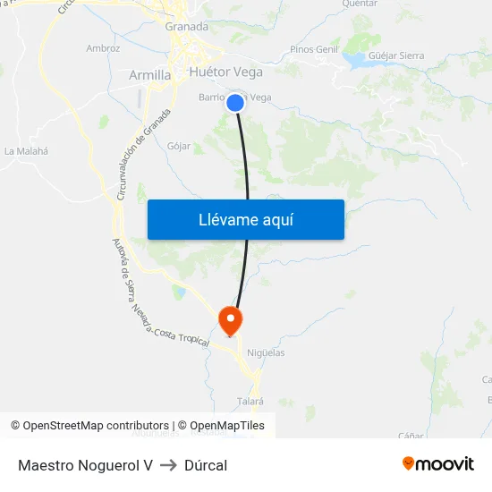 Maestro Noguerol V to Dúrcal map