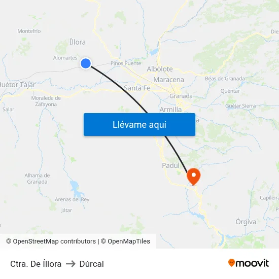 Ctra. De Íllora to Dúrcal map