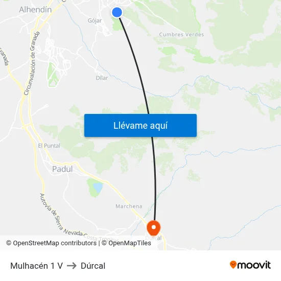 Mulhacén 1 V to Dúrcal map