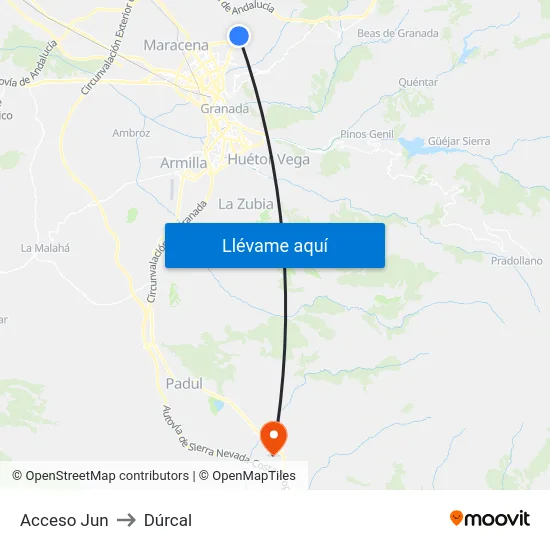 Acceso Jun to Dúrcal map