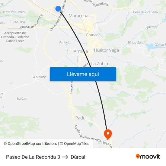 Paseo De La Redonda 3 to Dúrcal map