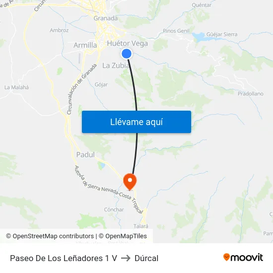 Paseo De Los Leñadores 1 V to Dúrcal map