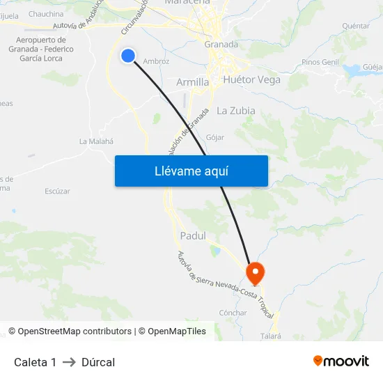 Caleta 1 to Dúrcal map
