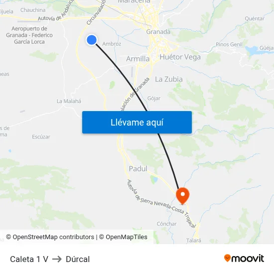 Caleta 1 V to Dúrcal map