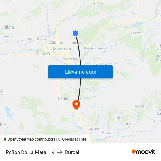 Peñón De La Mata 1 V to Dúrcal map