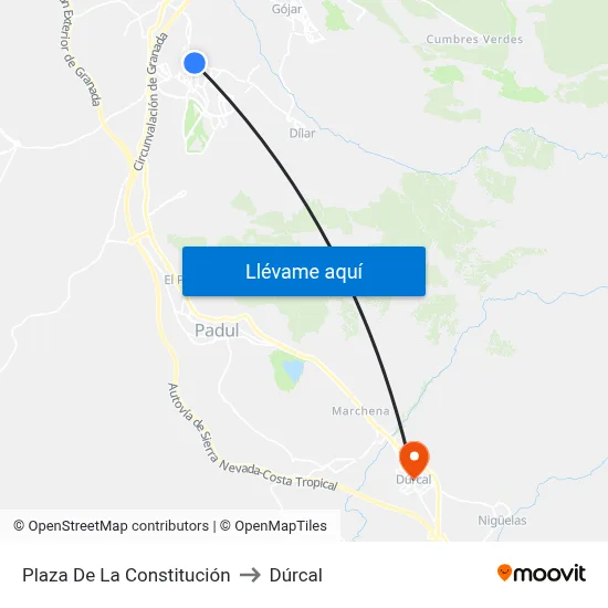 Plaza De La Constitución to Dúrcal map