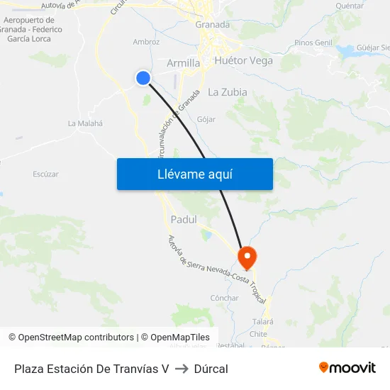 Plaza Estación De Tranvías V to Dúrcal map