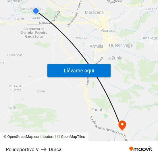 Polideportivo V to Dúrcal map