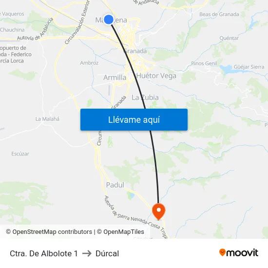 Ctra. De Albolote 1 to Dúrcal map
