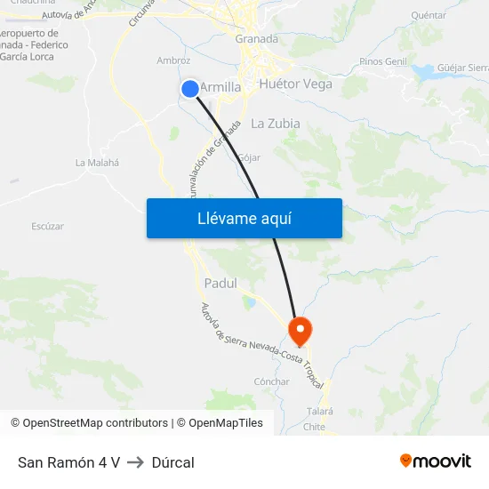 San Ramón 4 V to Dúrcal map