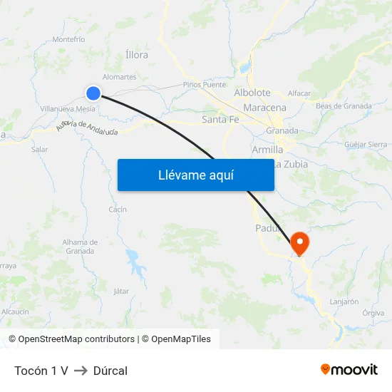 Tocón 1 V to Dúrcal map