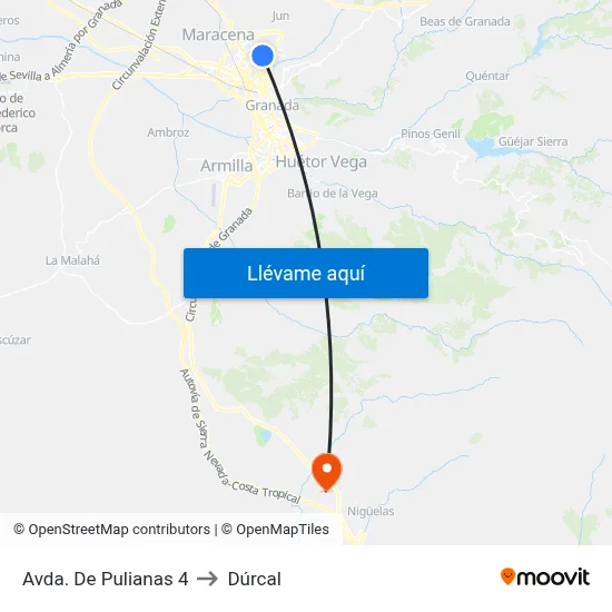 Avda. De Pulianas 4 to Dúrcal map