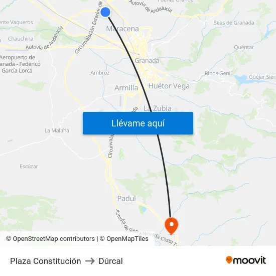 Plaza Constitución to Dúrcal map