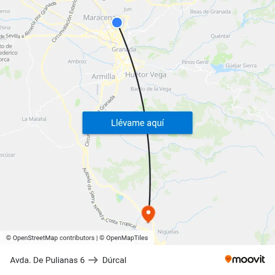 Avda. De Pulianas 6 to Dúrcal map