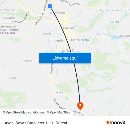 Avda. Reyes Católicos 1 to Dúrcal map
