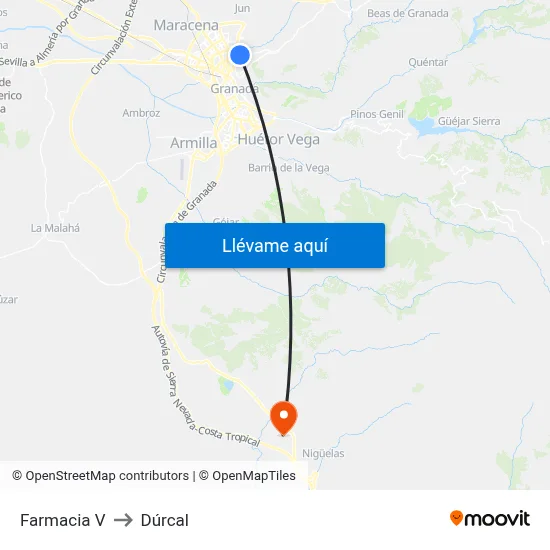 Farmacia V to Dúrcal map